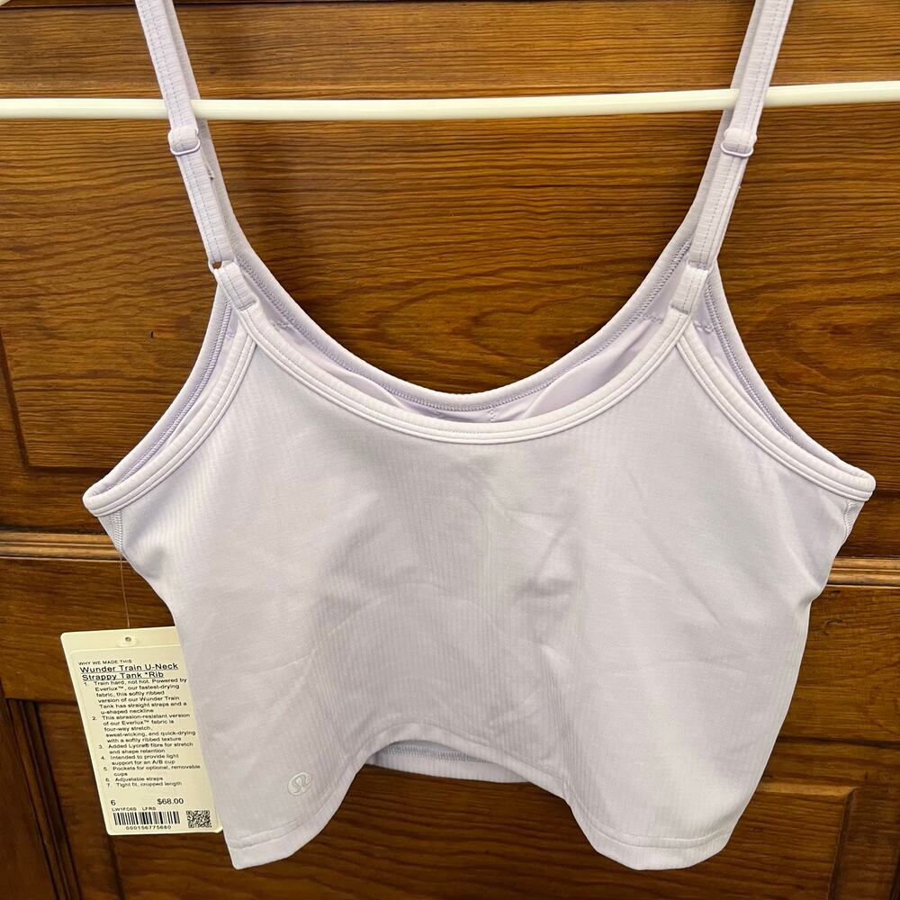Lululemon Wunder Train U-Neck Ribbed Tank Top A/B Cup Lavender Frost sz 6 NWT's - Picture 11 of 12